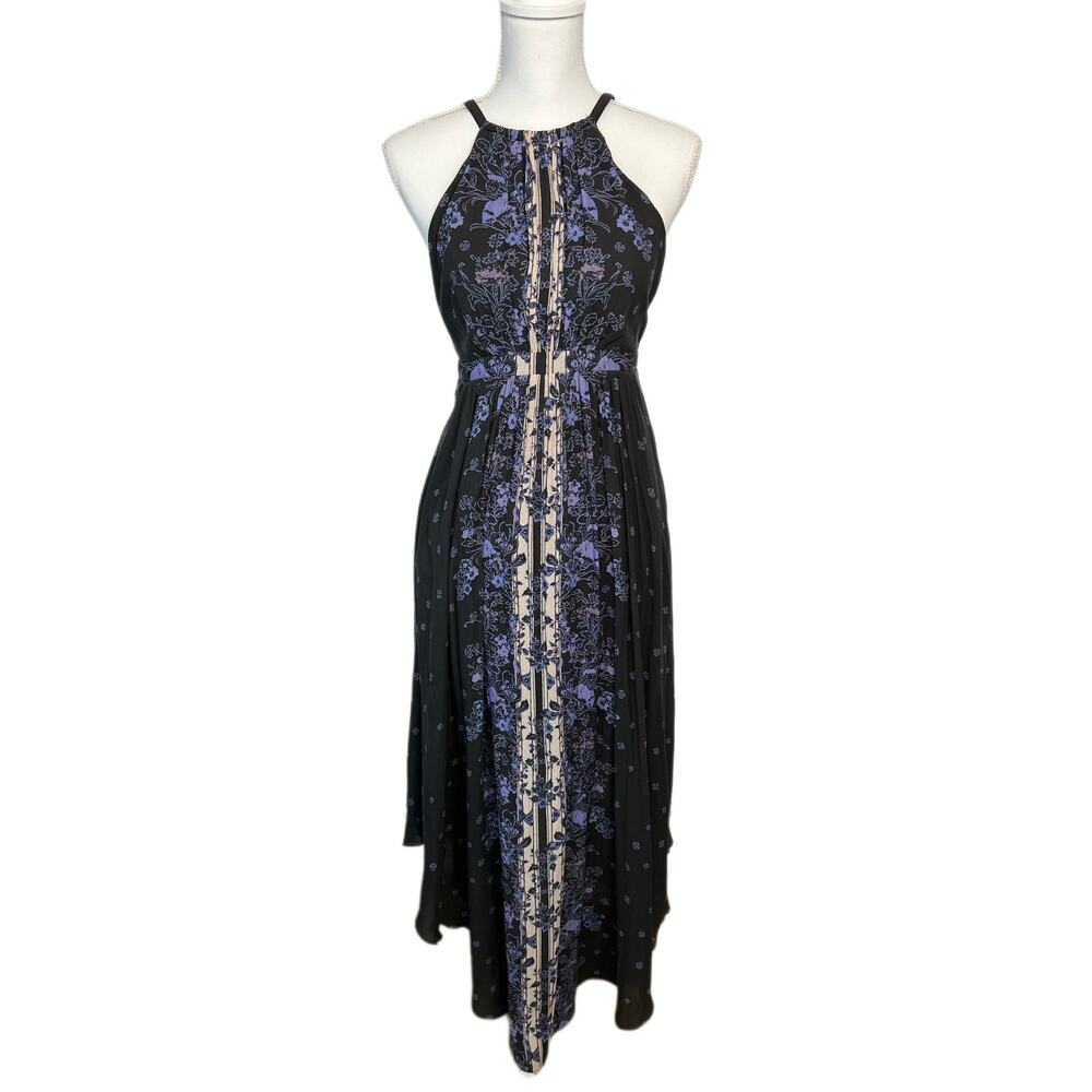Free People Gray Caught In The Moment Floral Printed Cutout Halter‎ Maxi Dress 2